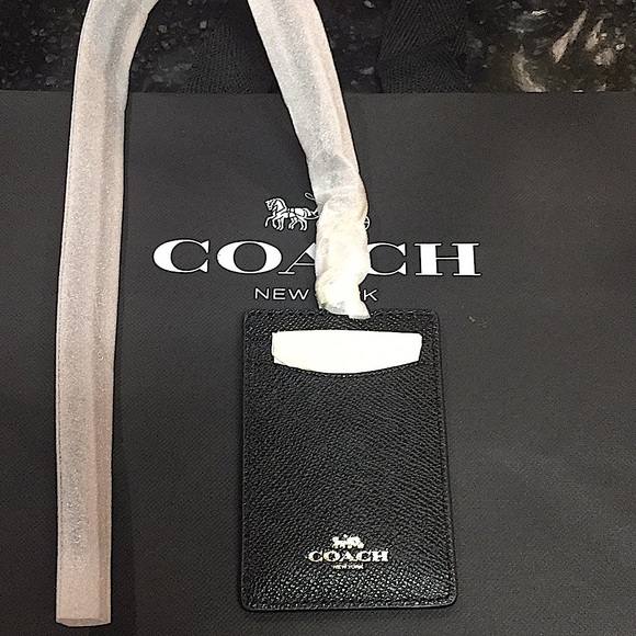 (UNISEX) COACH - ID LANYARD BLACK LEATHER (NWT) - Picture 4 of 15
